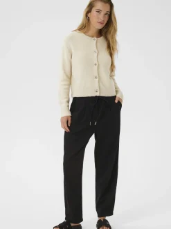 Kaffe Damen Hose KAmerle Hohe Taille in schwarz