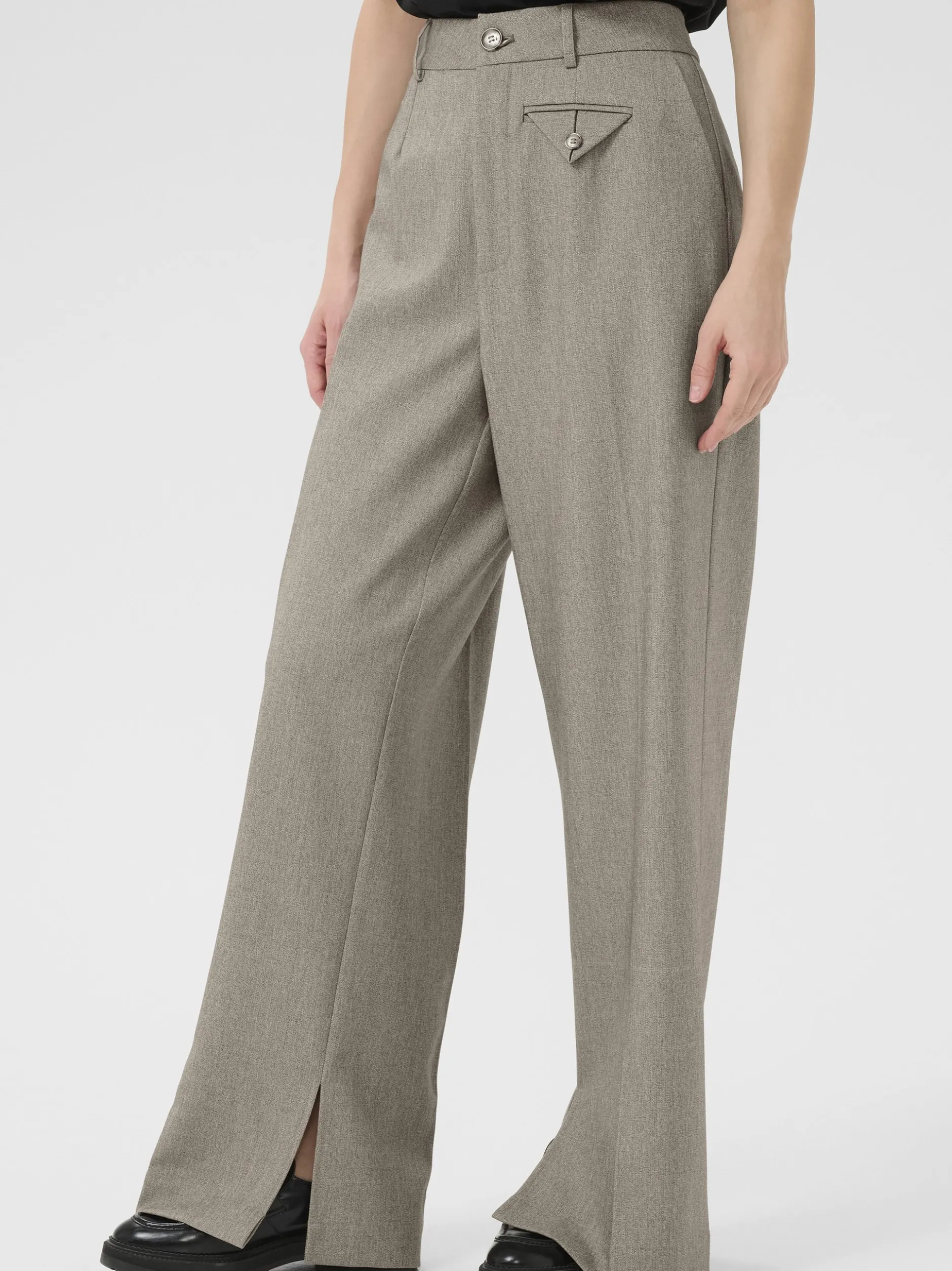 Kaffe Damen Hose KAtilla Hohe Taille in kitt