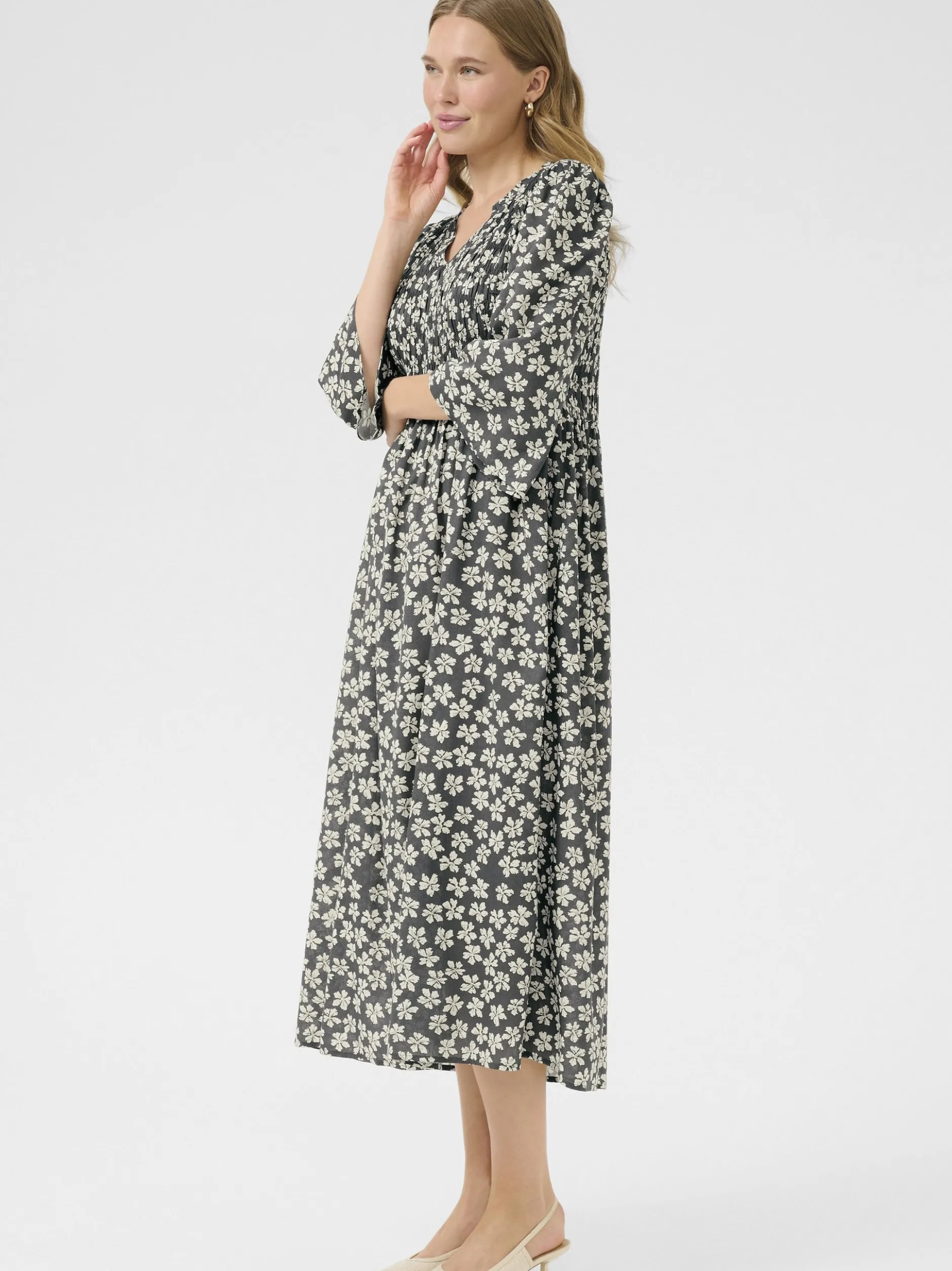 Kaffe Damen Kleid BPviolet Elastische Taille in grau