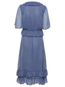 Kaffe Damen Kleid KAdemi Elastische Taille in blau