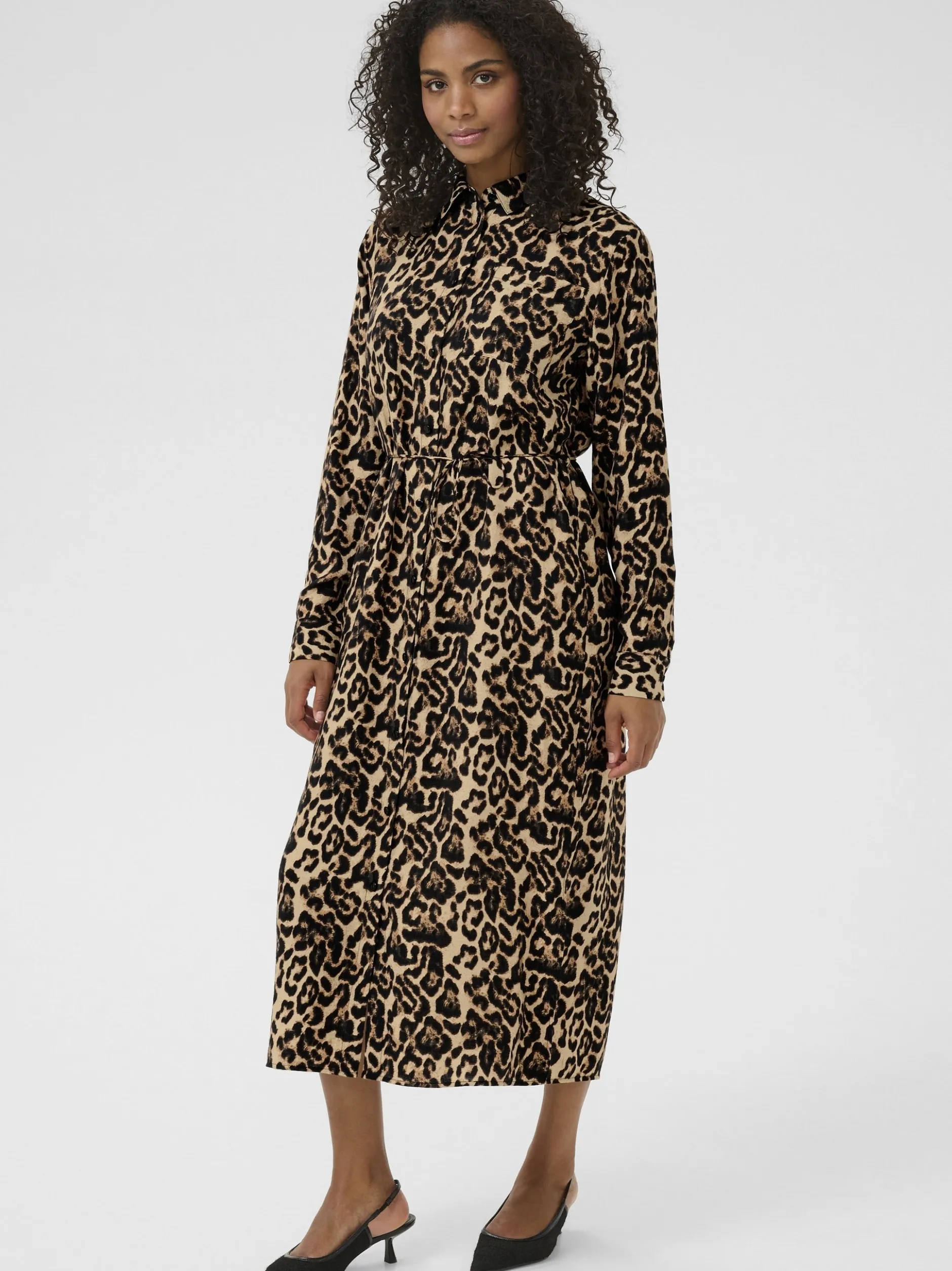 Kaffe Damen Kleid KAhannah in beige schwarz
