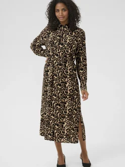 Kaffe Damen Kleid KAhannah in beige schwarz