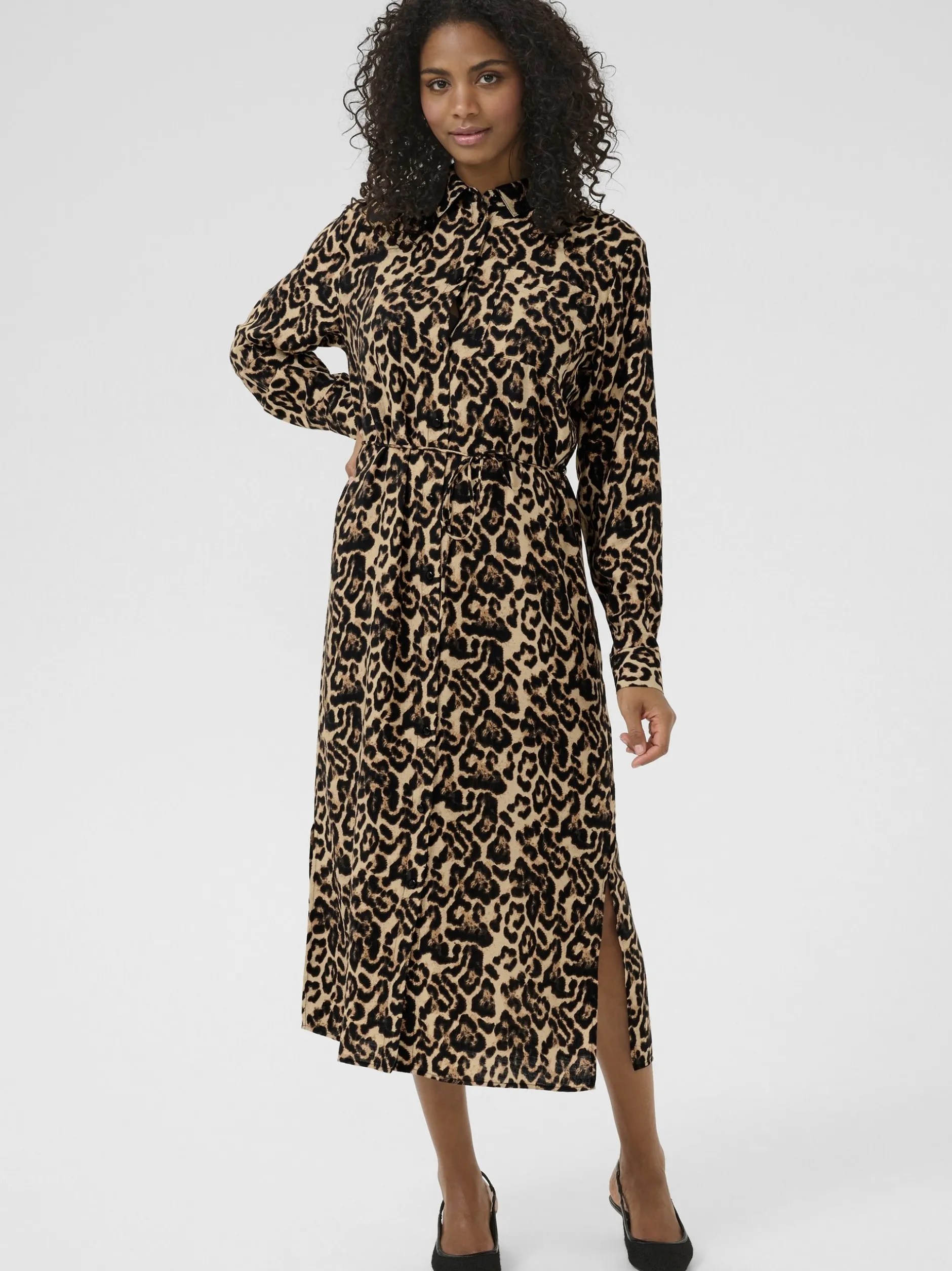 Kaffe Damen Kleid KAhannah in beige schwarz