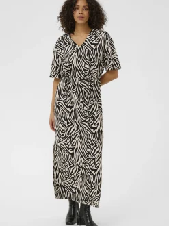 Kaffe Damen Kleid KAivanna in schwarz ecru