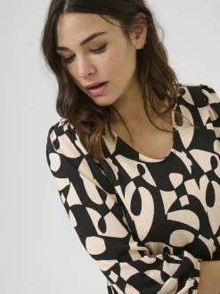 Kaffe Damen Kleid KAkatrine in schwarz beige