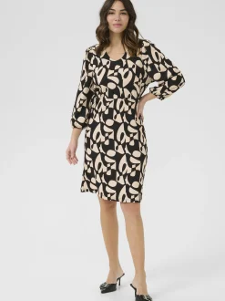 Kaffe Damen Kleid KAkatrine in schwarz beige