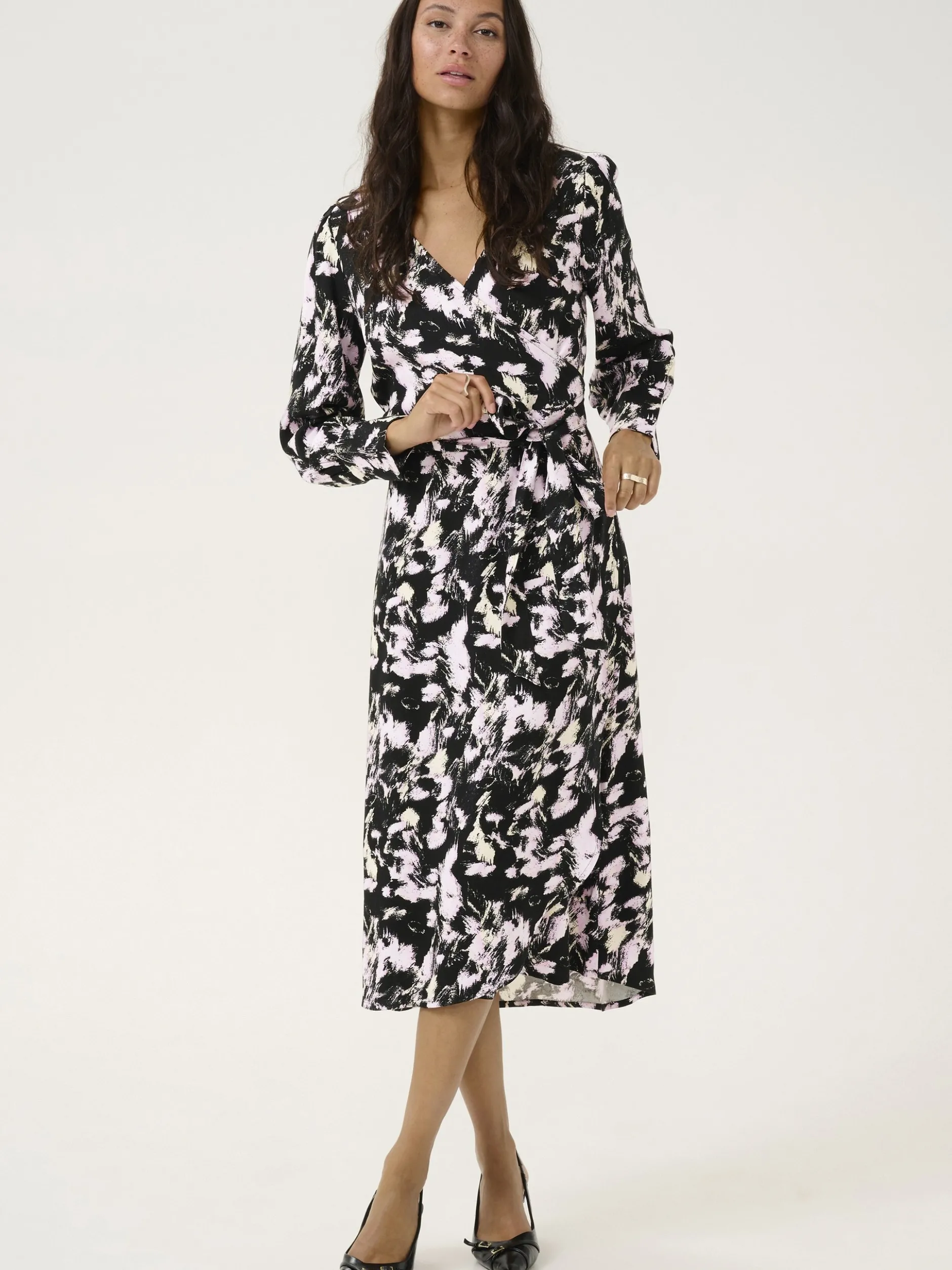 Kaffe Damen Kleid KAlura in schwarz mehrfarbig