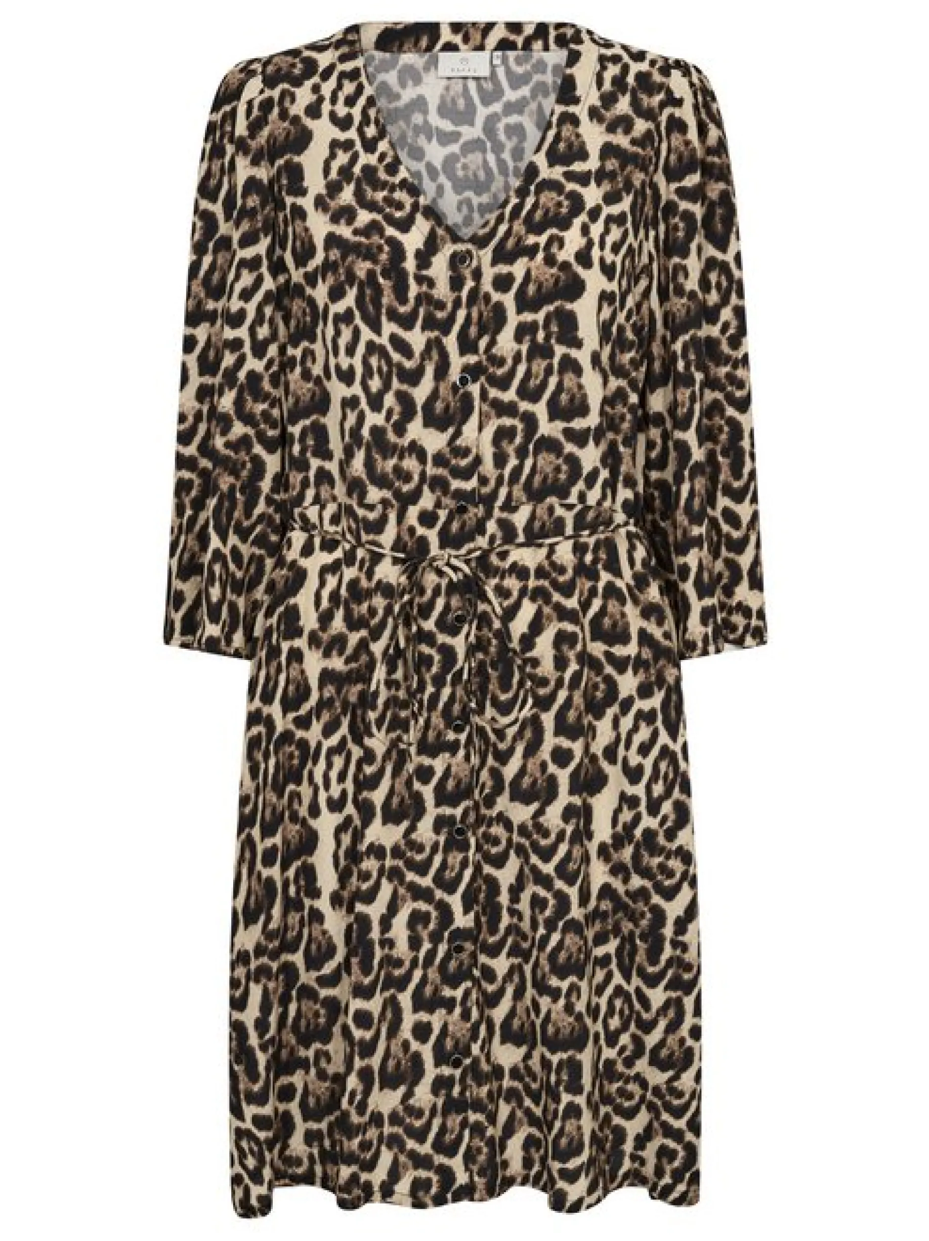 Kaffe Damen Kleid KApedra Elastische Taille in beige schwarz