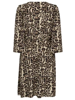Kaffe Damen Kleid KApedra Elastische Taille in beige schwarz