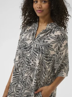 Kaffe Damen Kleid KAthora in ecru schwarz
