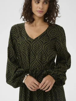 Kaffe Damen Kleid KAvioletta in schwarz grün