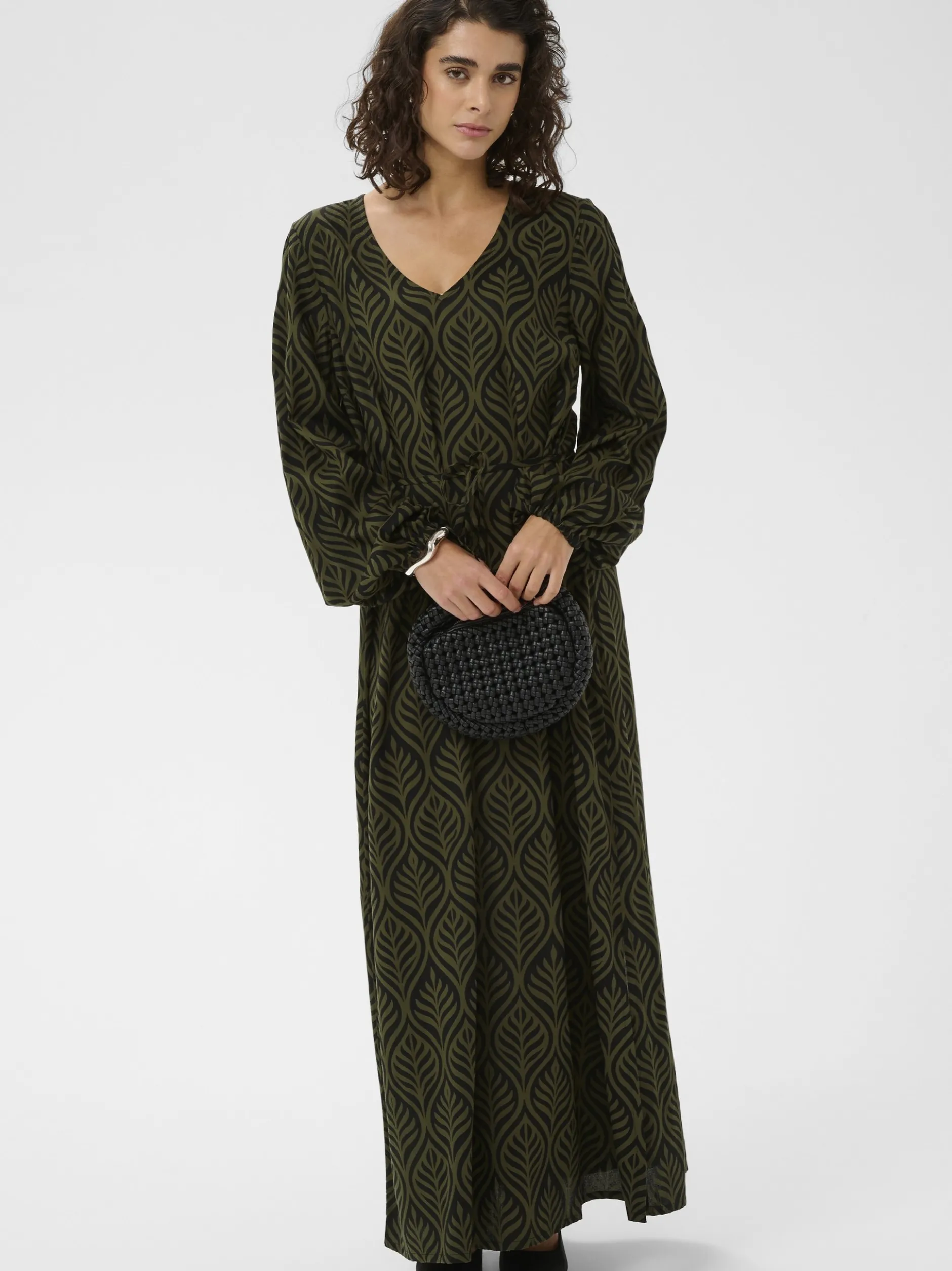 Kaffe Damen Kleid KAvioletta in schwarz grün