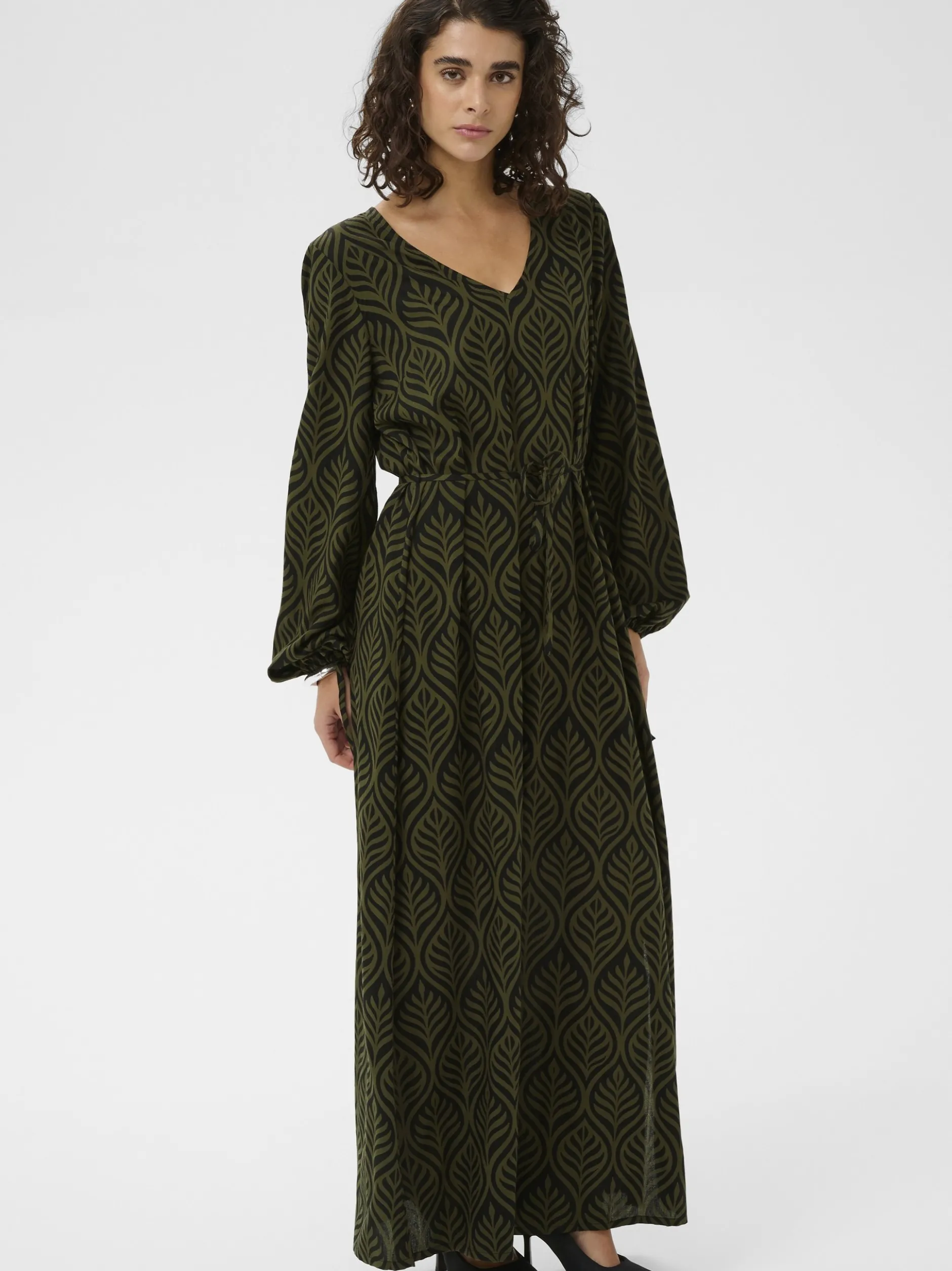 Kaffe Damen Kleid KAvioletta in schwarz grün