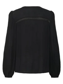 Kaffe Damen Langarm-Bluse KAstine in schwarz
