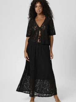 Kaffe Damen Rock KAnomi Elastische Taille in schwarz