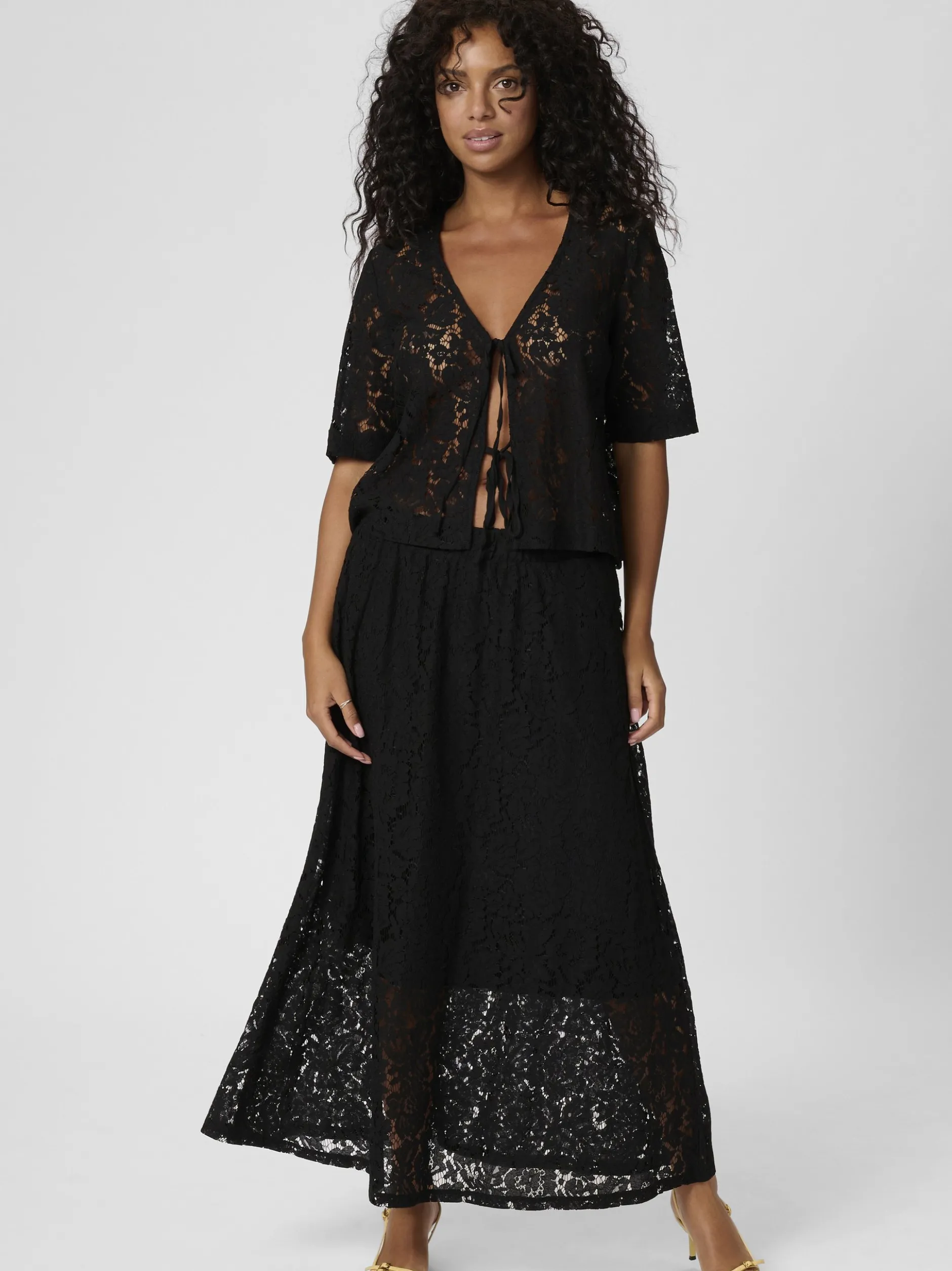 Kaffe Damen Rock KAnomi Elastische Taille in schwarz