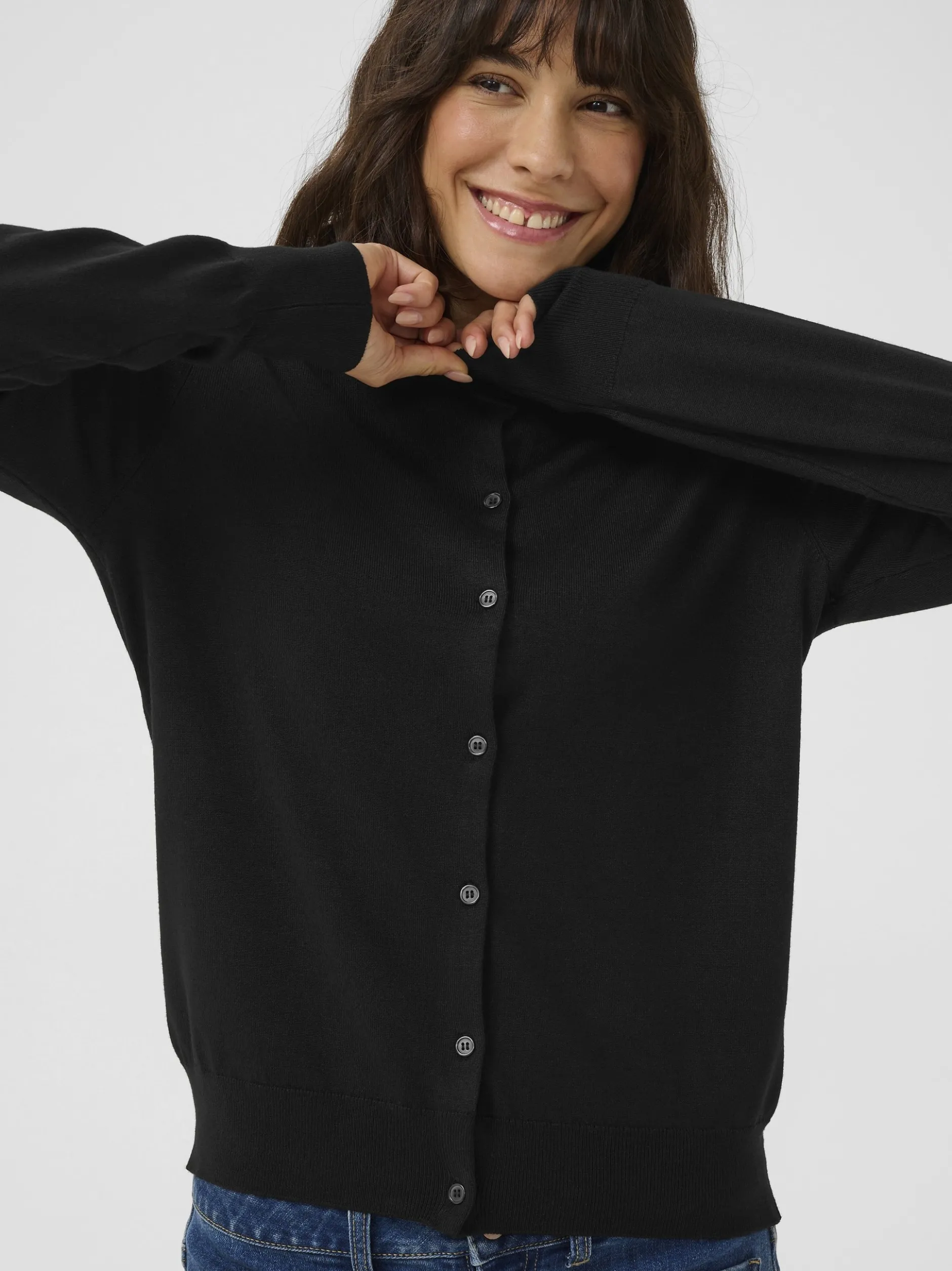 Kaffe Damen Strickjacke KAlizza in schwarz