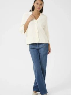 Kaffe Damen Strickjacke KArosie in ecru