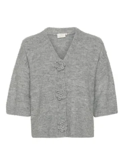 Kaffe Damen Strickjacke KArosie in grau
