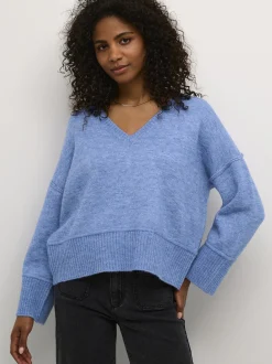 Kaffe Damen Strickpullover KAfridana in blau
