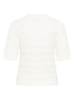 Kaffe Damen Strickpullover KAkaren in weiß