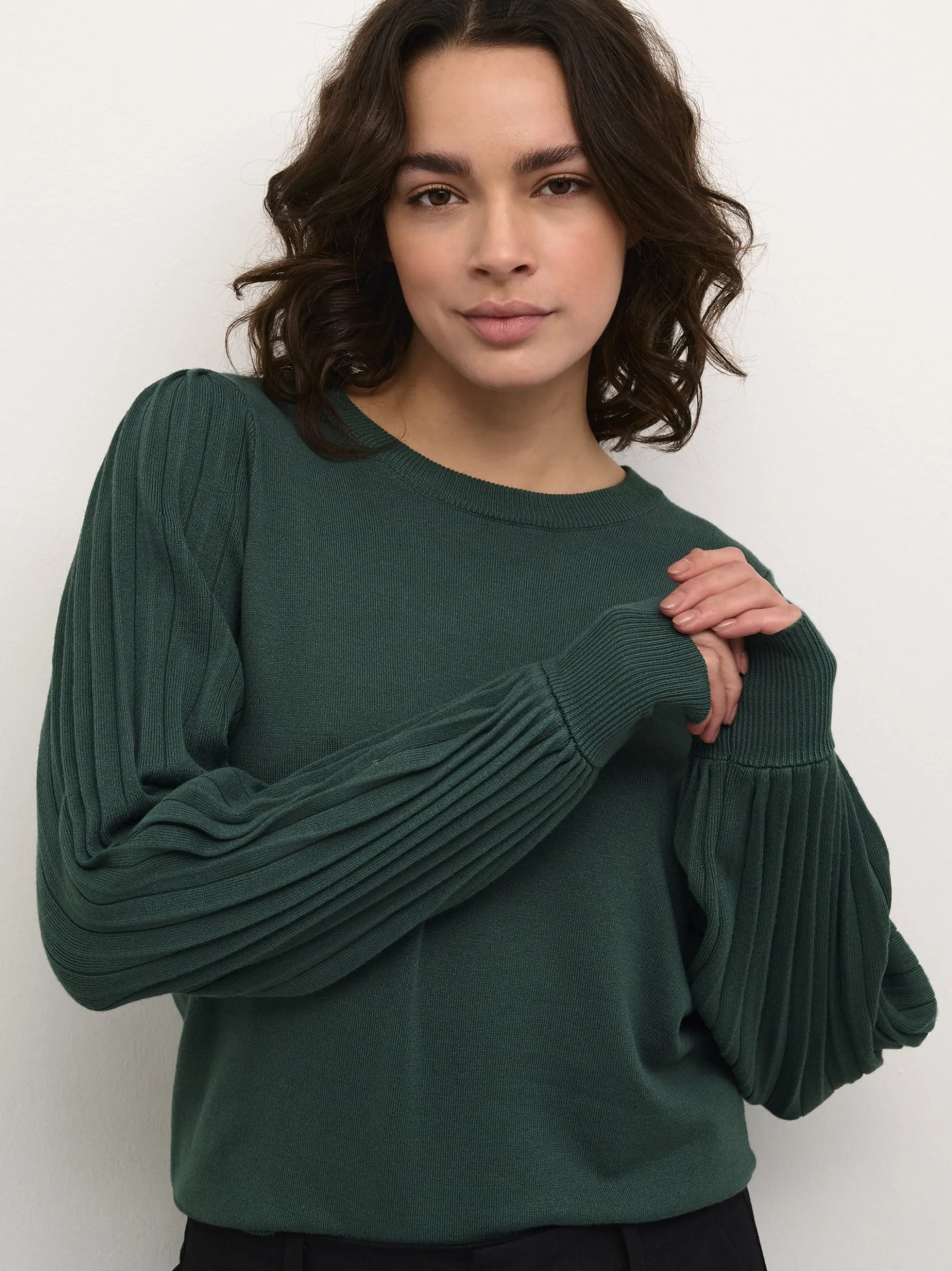 Kaffe Damen Strickpullover KAlone in grün