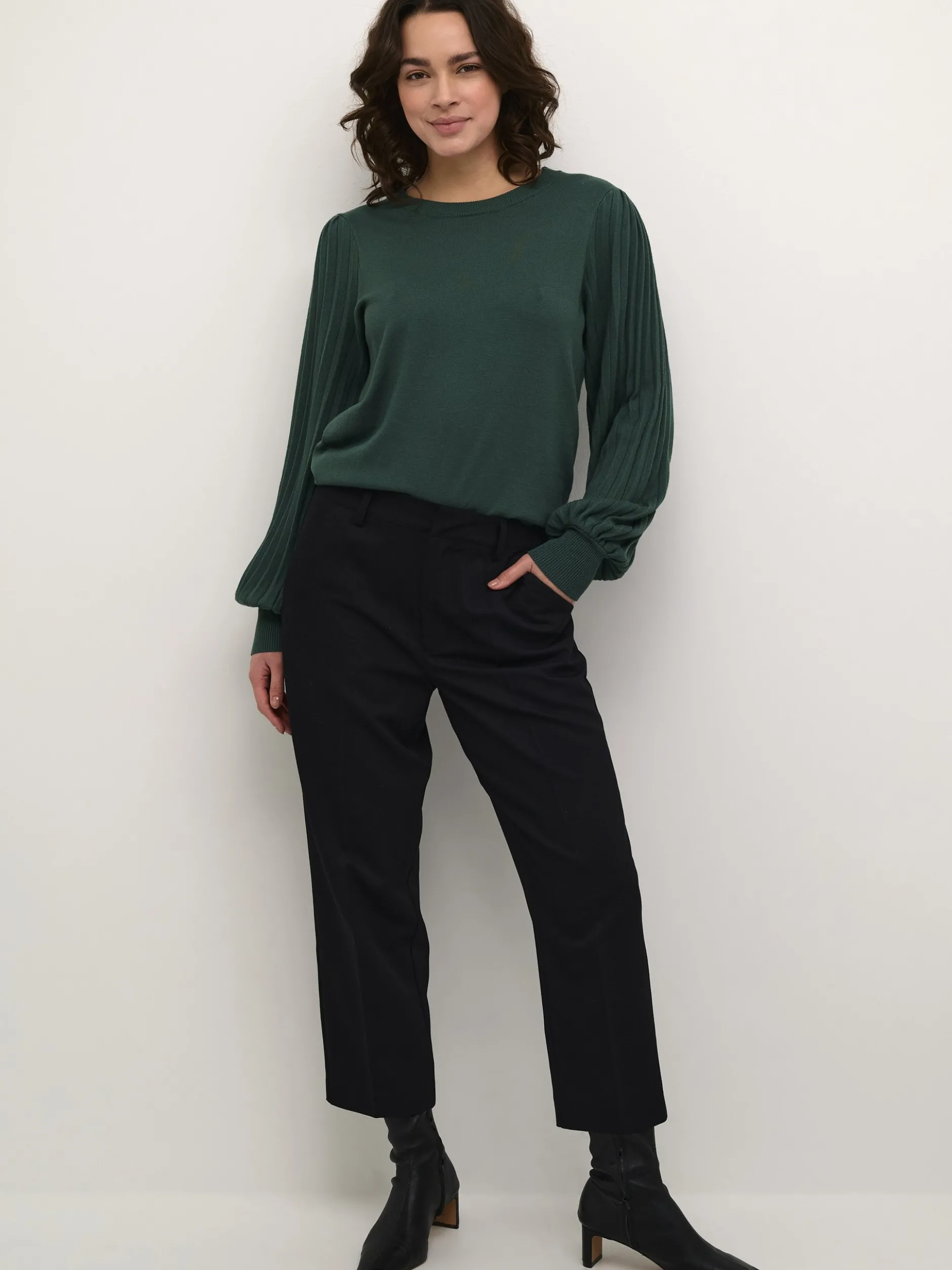 Kaffe Damen Strickpullover KAlone in grün