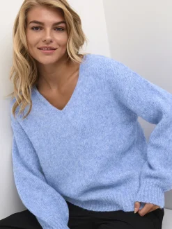 Kaffe Damen Strickpullover KAsarla in blau
