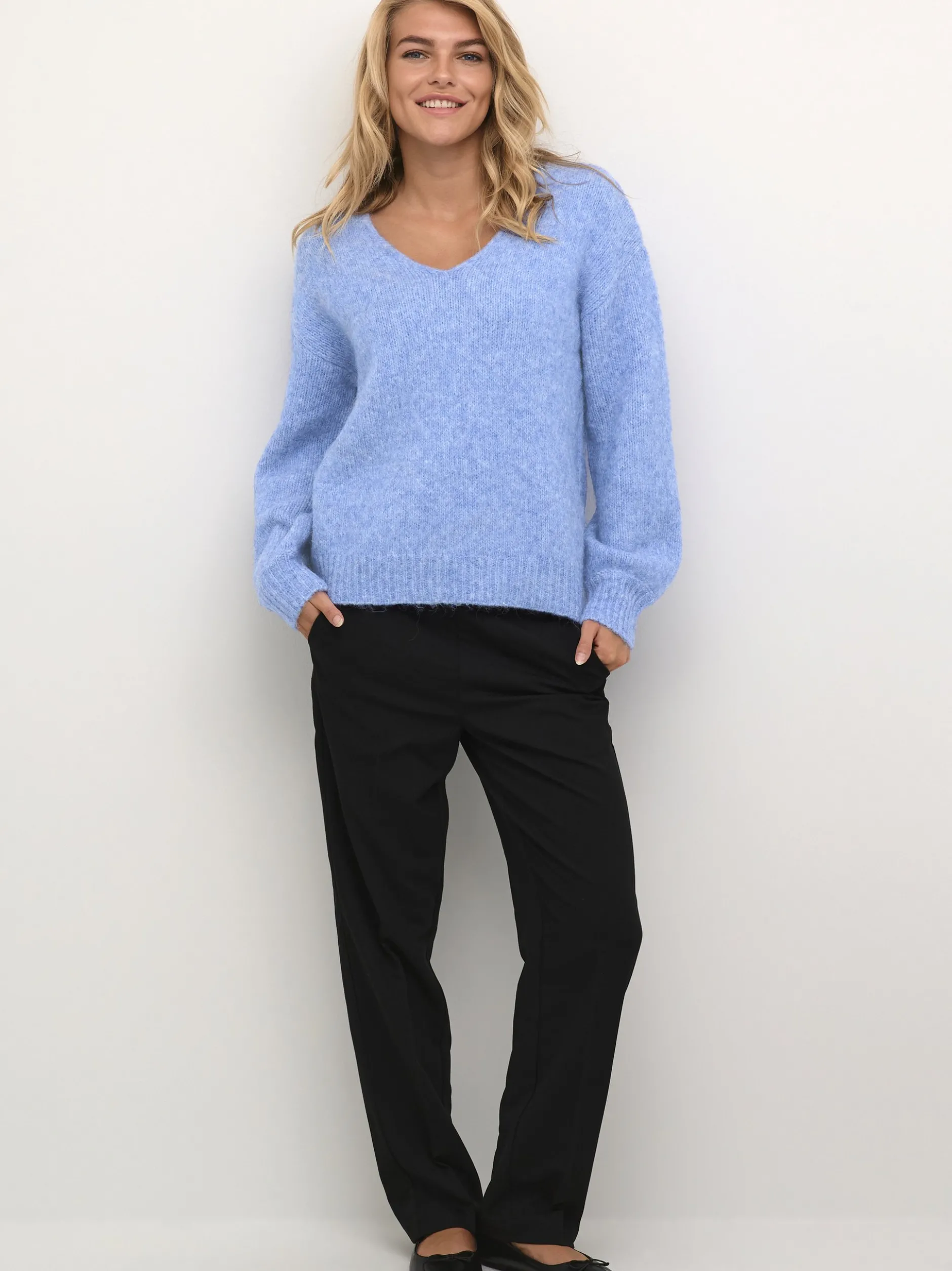 Kaffe Damen Strickpullover KAsarla in blau
