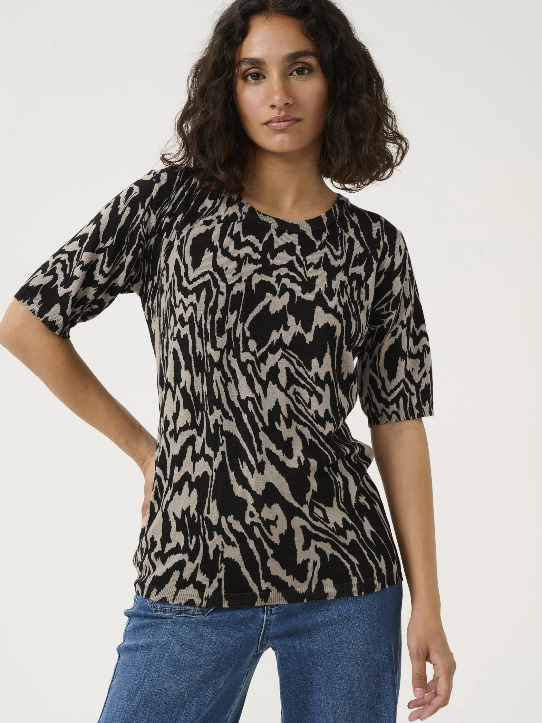 Kaffe Damen T-Shirt KAliz in schwarz taupe