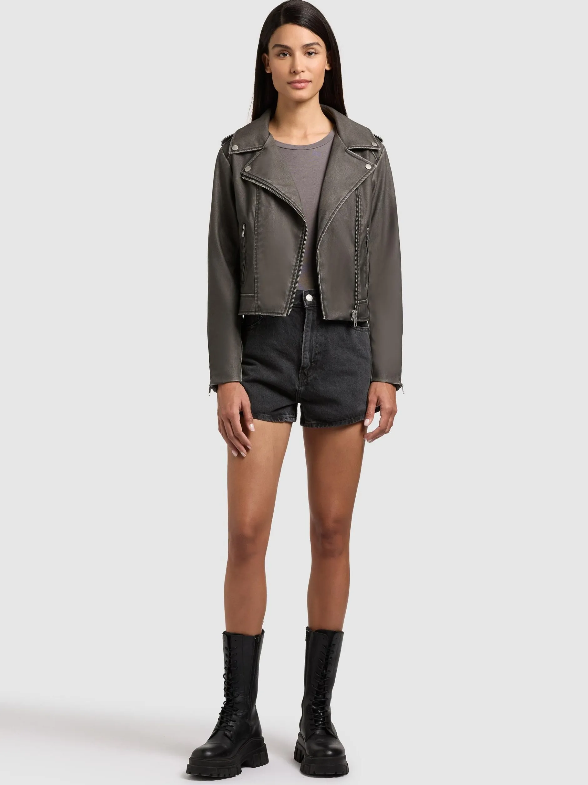 Khujo Damen Kunstlederjacke - Yael in schlamm