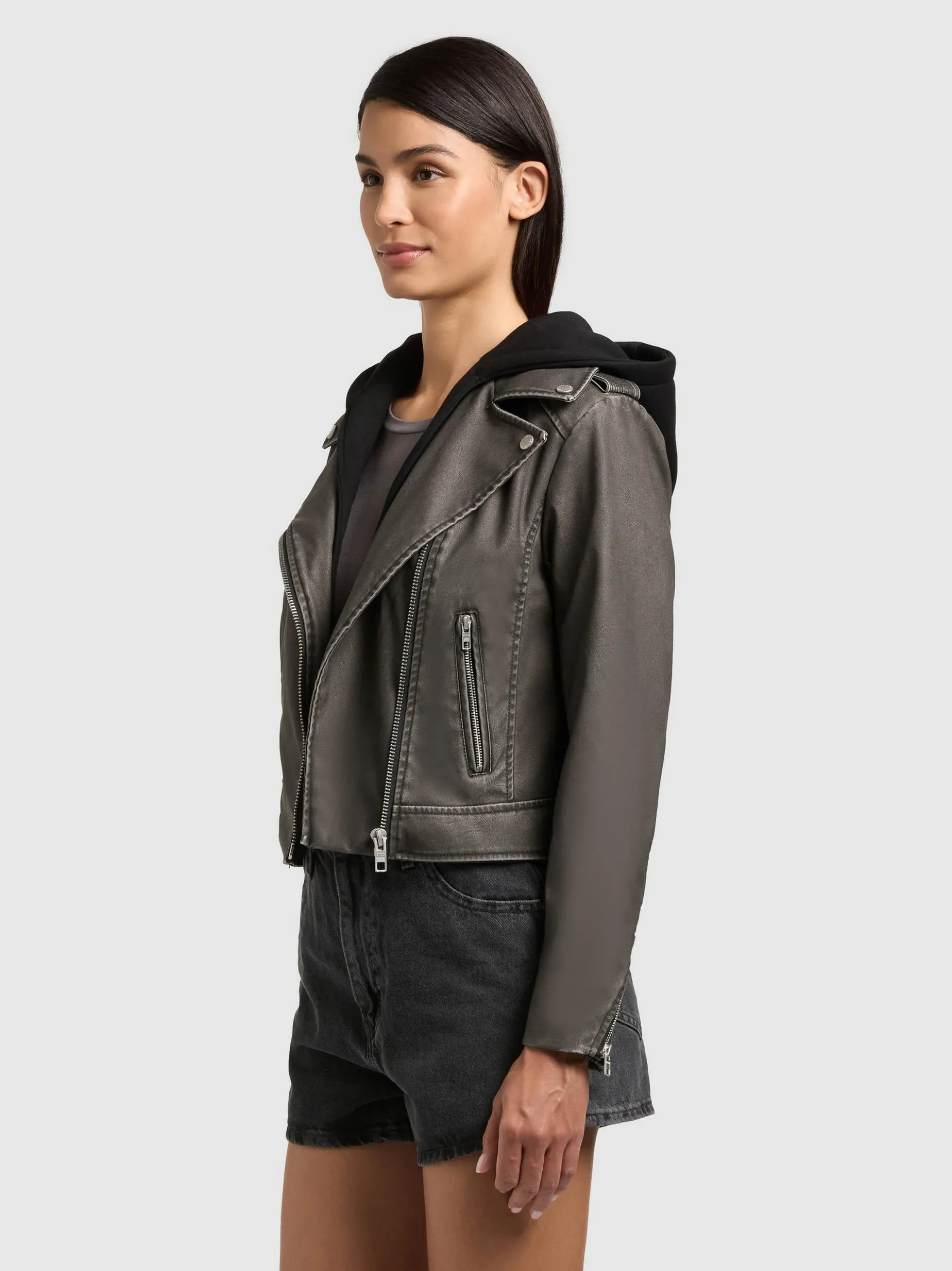 Khujo Damen Kunstlederjacke - Yael in schlamm