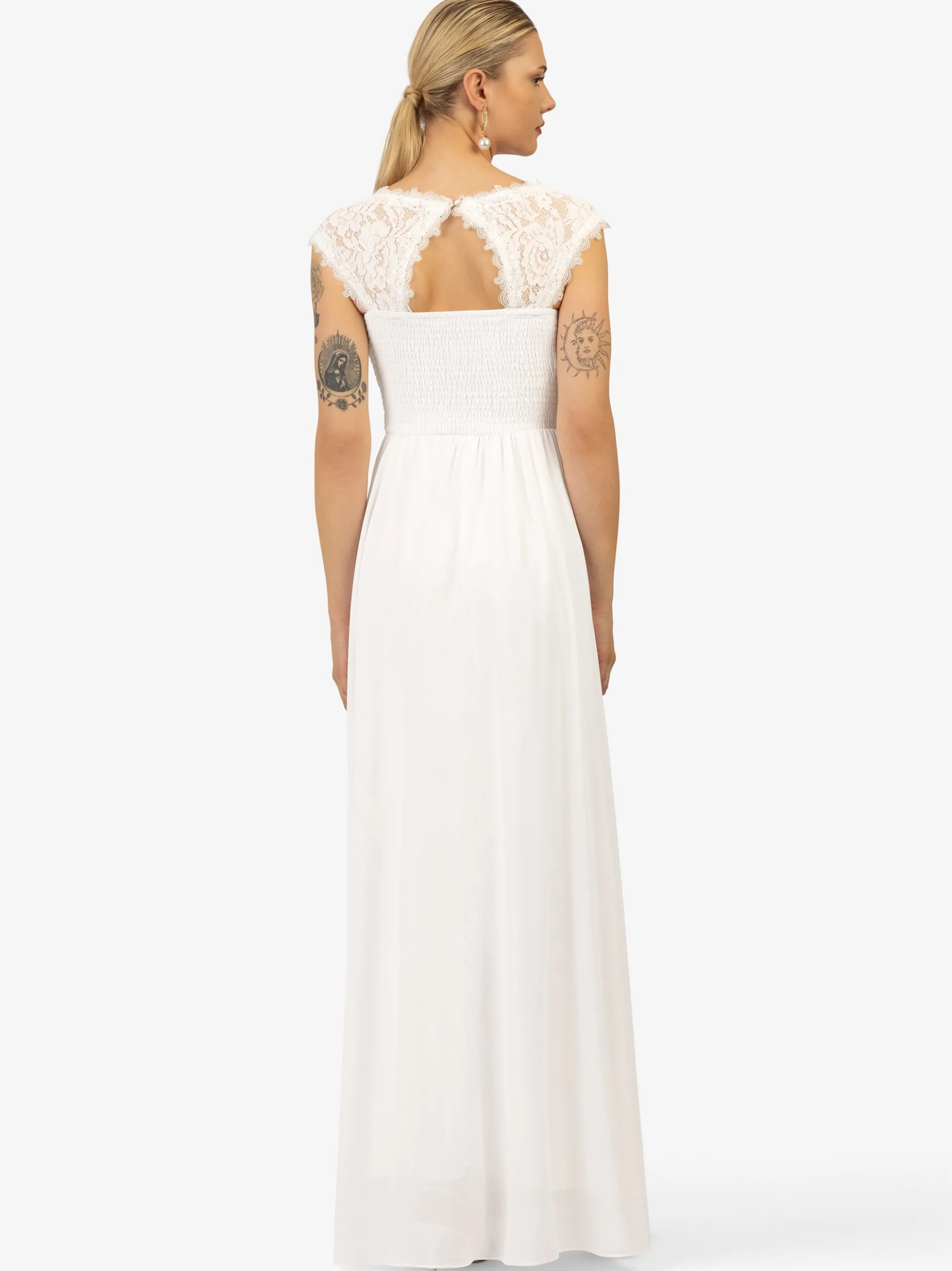 Kraimod Damen Abendkleid in weiß - Ausschnitt: Rundhals