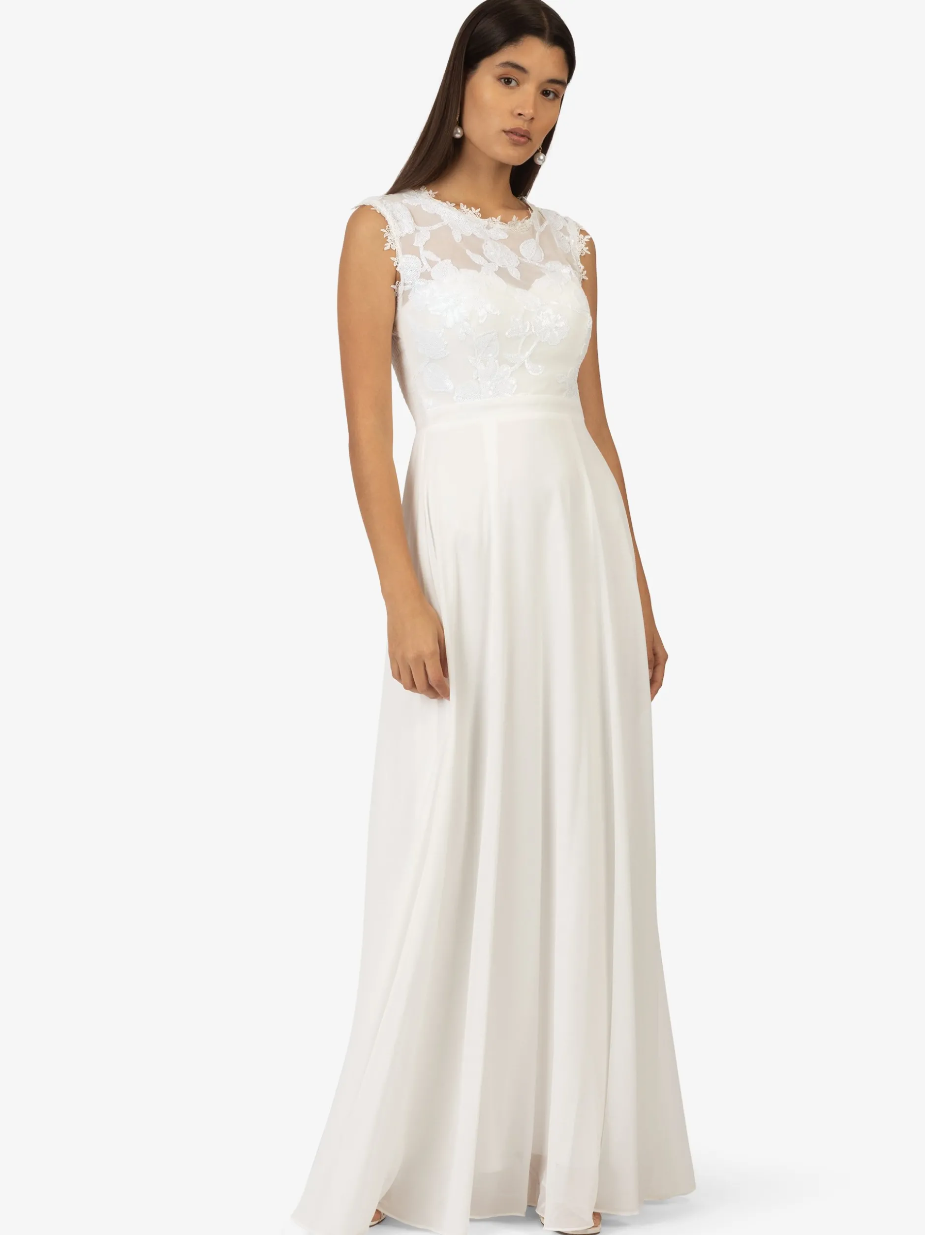 Kraimod Damen Abendkleid in weiß - Ausschnitt: U-Boot