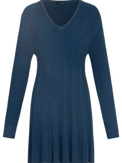 Kraimod Damen Strickkleid in blau - Ärmel: langarm