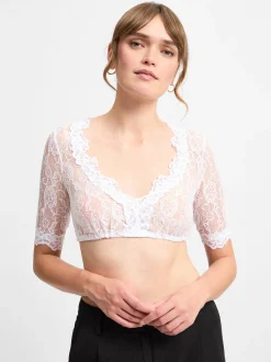 Krüger Dirndl Damen Bluse in weiß - Ärmel: kurzarm