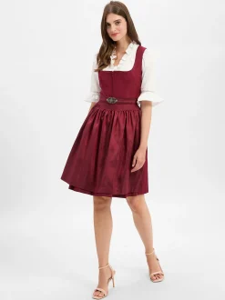 Krüger Dirndl Damen Dirndl in bordeaux - Ärmel: ohne Arm