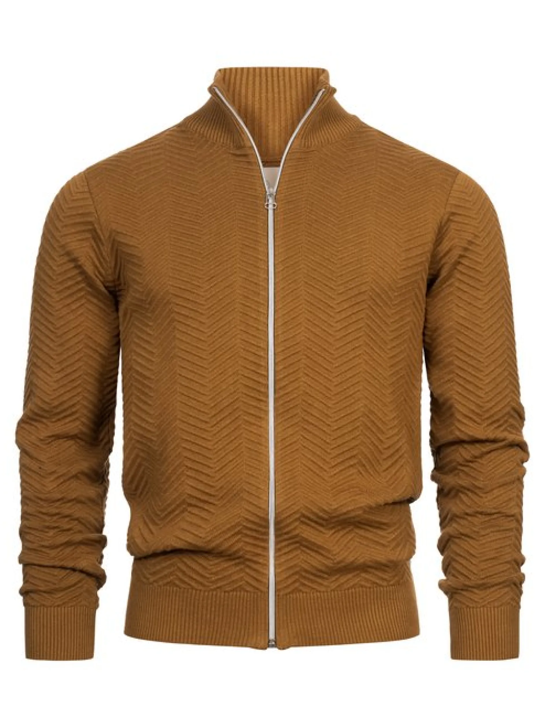 Kronstadt Herren Strickjacke - KSCarlo Zip in braun