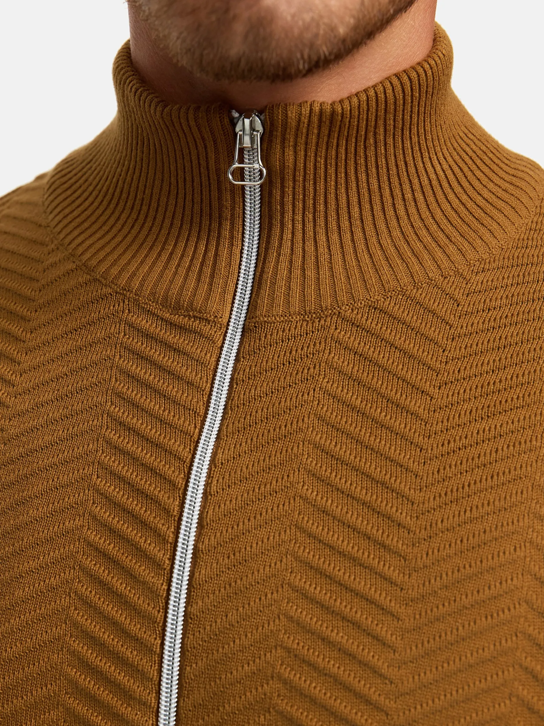 Kronstadt Herren Strickjacke - KSCarlo Zip in braun
