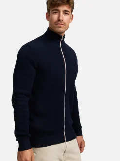Kronstadt Herren Strickjacke - KSErik Zip in blau