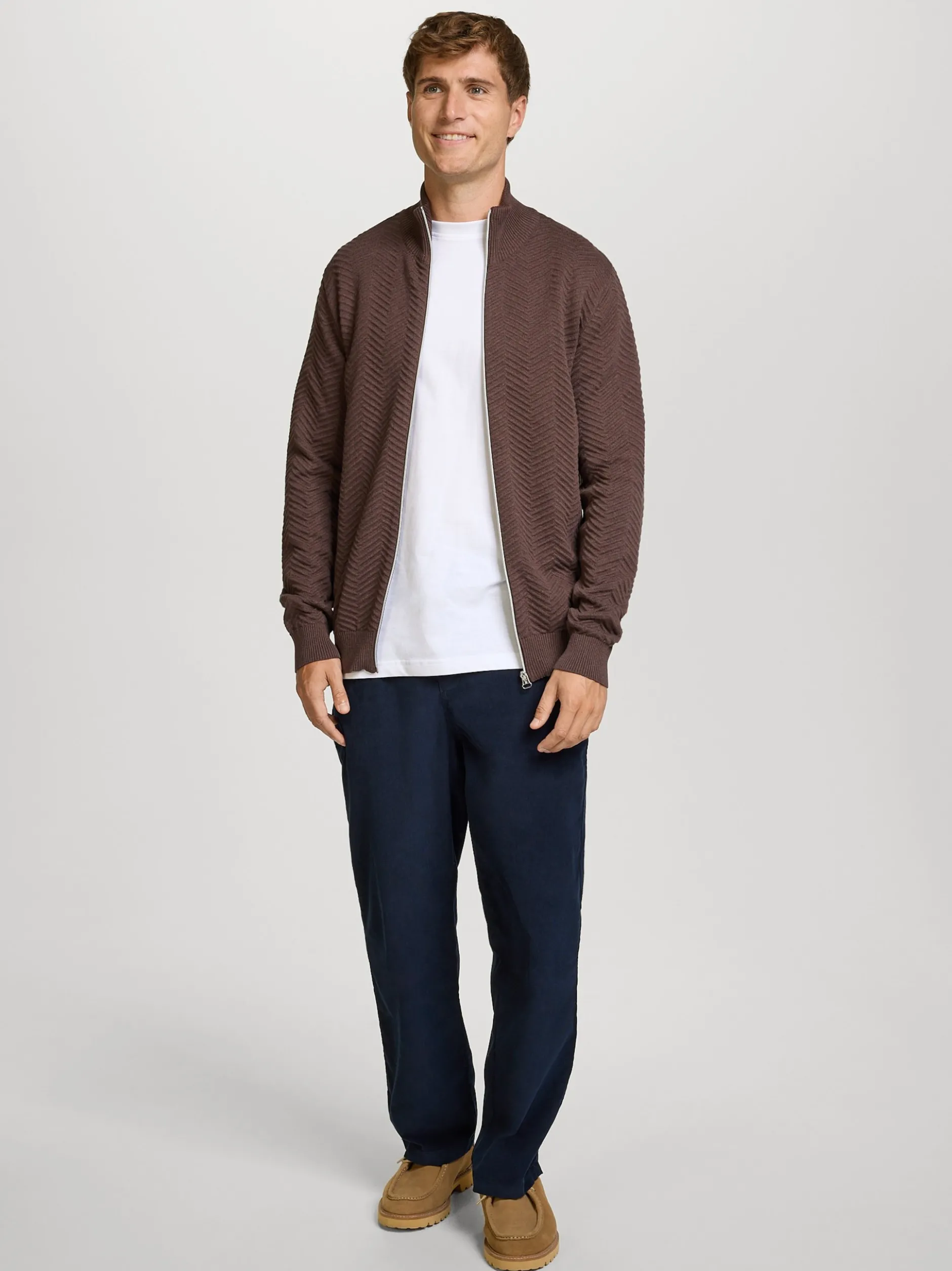 Kronstadt Herren Strickjacke - KSCarlo Zip in braun