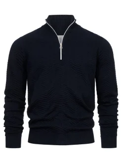 Kronstadt Herren Strickpullover - KSCarlo Half-Zip in blau