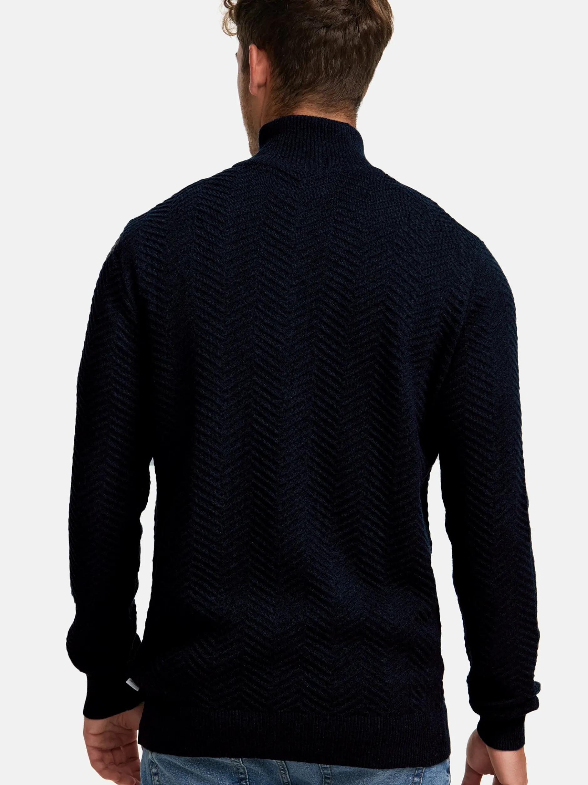 Kronstadt Herren Strickpullover - KSCarlo Half-Zip in blau