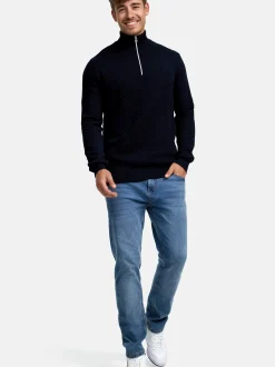 Kronstadt Herren Strickpullover - KSCarlo Half-Zip in blau