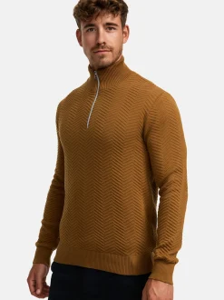 Kronstadt Herren Strickpullover - KSCarlo Half-Zip in braun