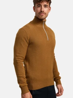Kronstadt Herren Strickpullover - KSCarlo Half-Zip in braun