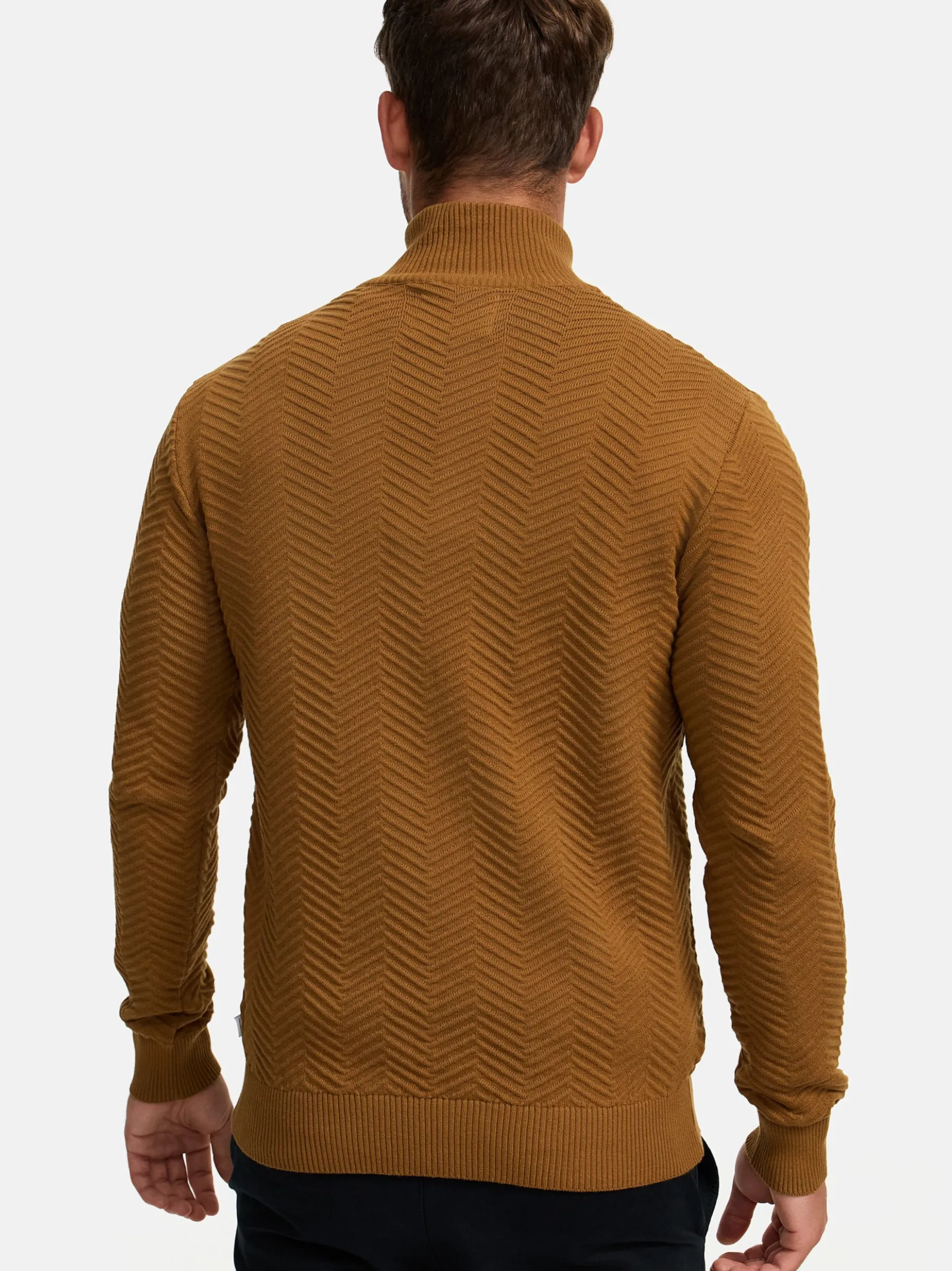 Kronstadt Herren Strickpullover - KSCarlo Half-Zip in braun