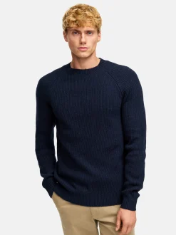 Kronstadt Herren Strickpullover - KSDorsey crew neck knit in blau