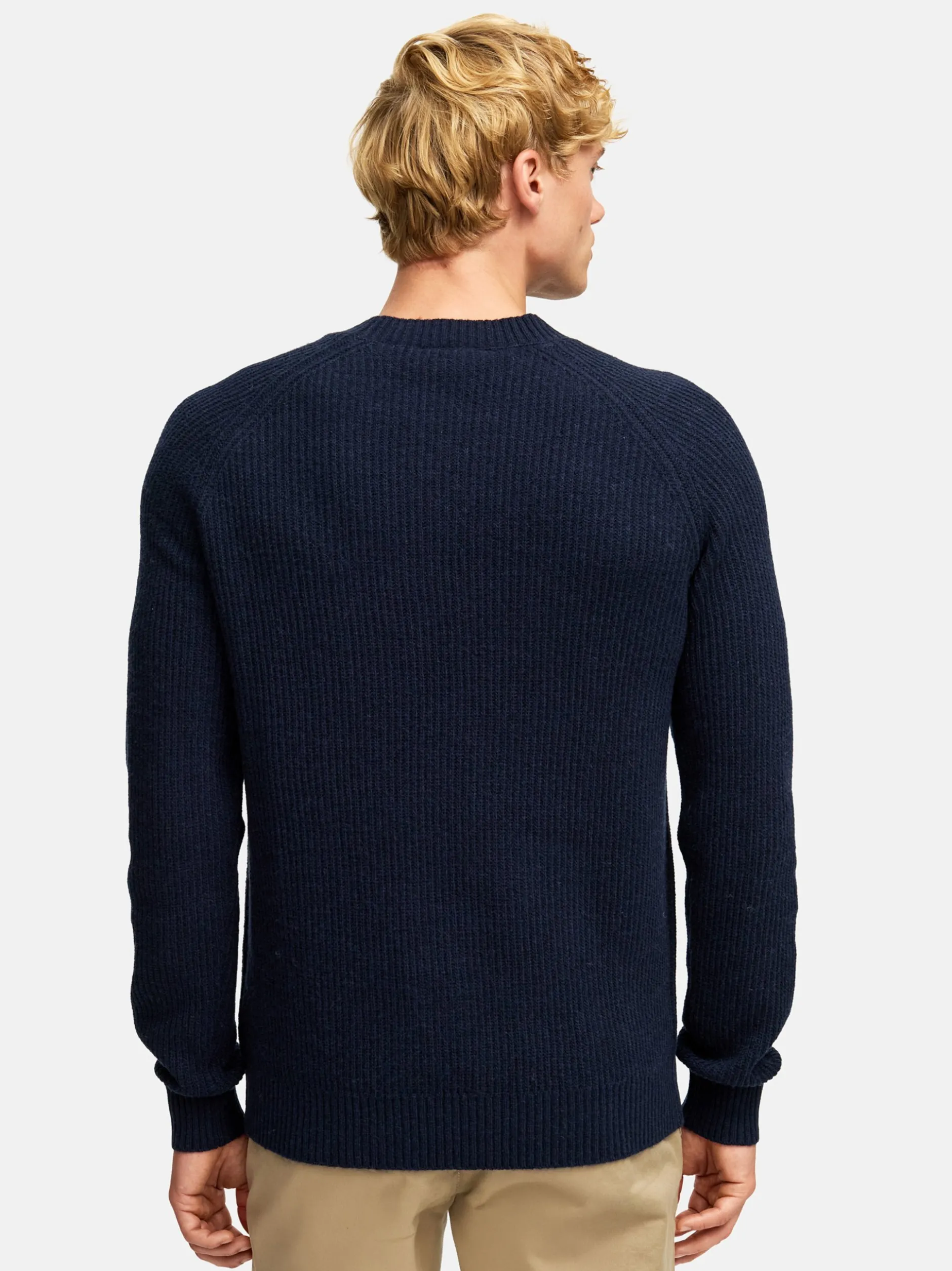 Kronstadt Herren Strickpullover - KSDorsey crew neck knit in blau