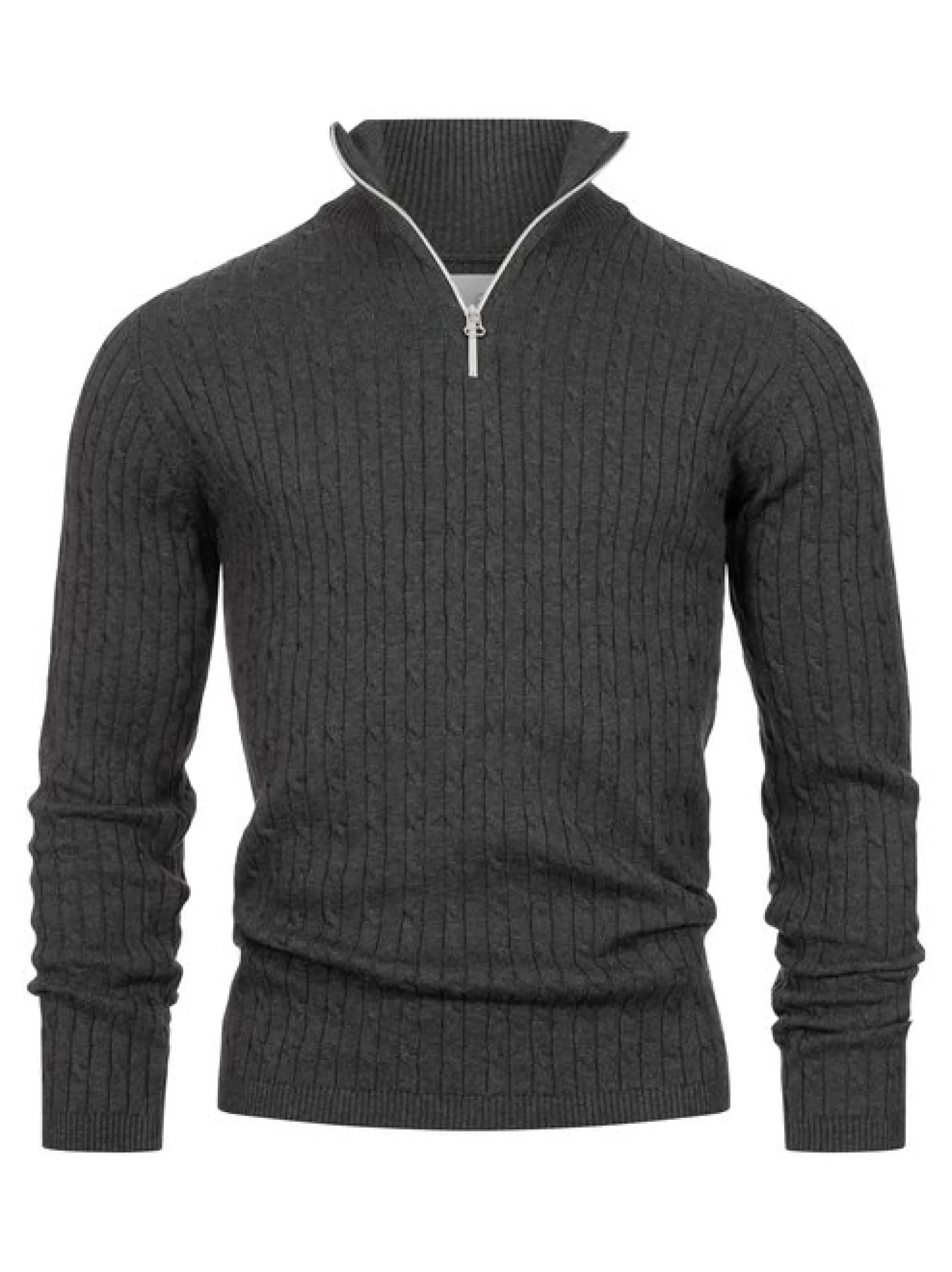 Kronstadt Herren Strickpullover - KSCable Half-Zip in anthrazit